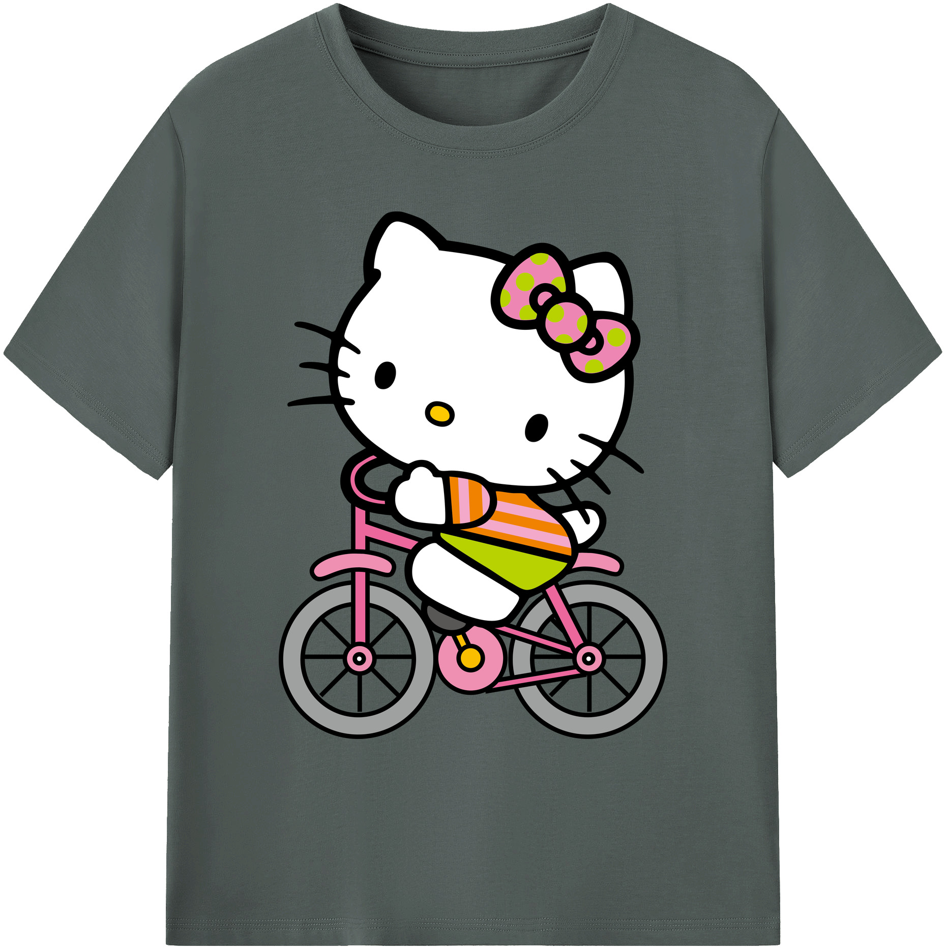 （画像用） Hello Kitty ハローキティ 綿100％ メンズ半袖Tシャツ｜肌触りやわらか＆通気性
